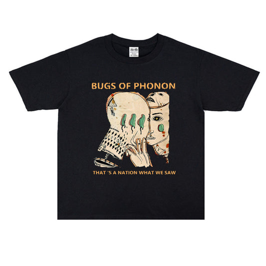 Rock Star T Shirt Rock Vocal Worm Band Rock Print Cotton T-shirt Short Sleeve round Neck