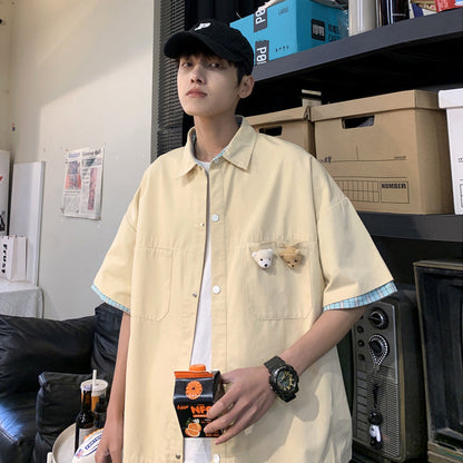 Men Shirts Summer False-Two-Piece Shirt Fashion