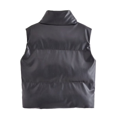 Women Cotton Coat Fashion Casual Leather Vest
