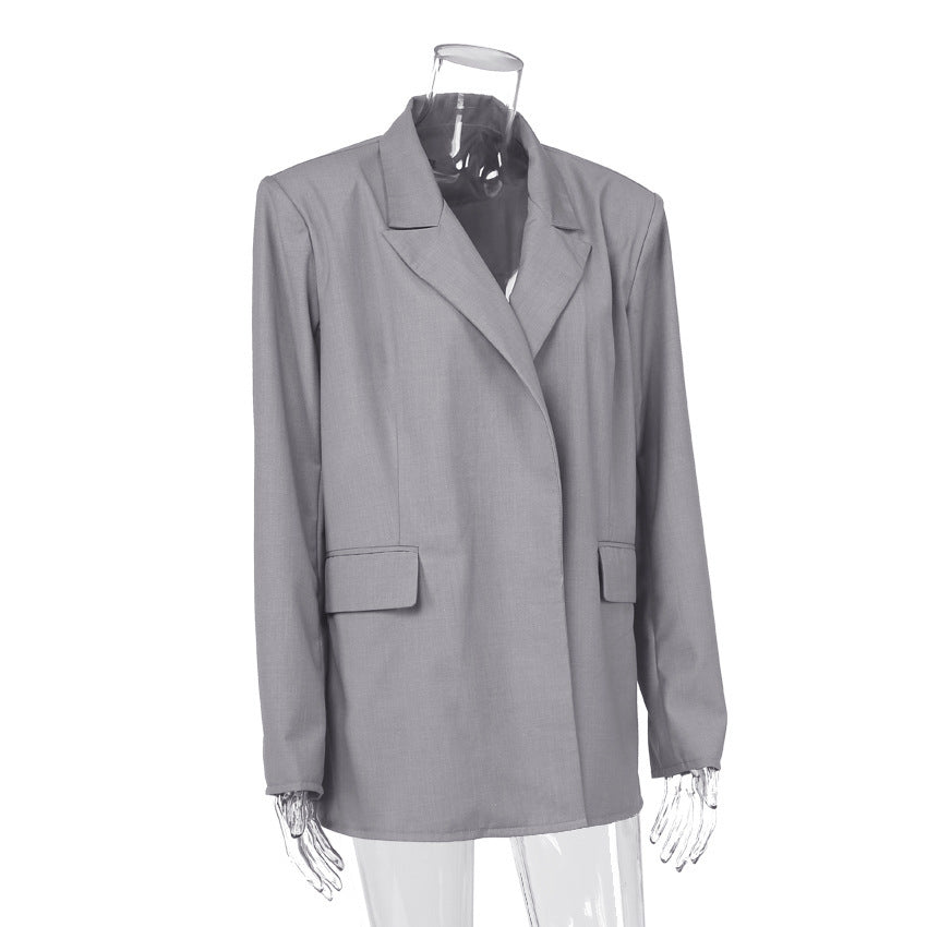 Women Trench Coat Autumn and Winter Suit Women's Simple Advanced Sense Jacket Long-Sleeved
