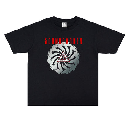 Rock Star T Shirt Soundgarden Band Washed Distressed T-shirt Short Sleeve Loose Cotton Men and Women