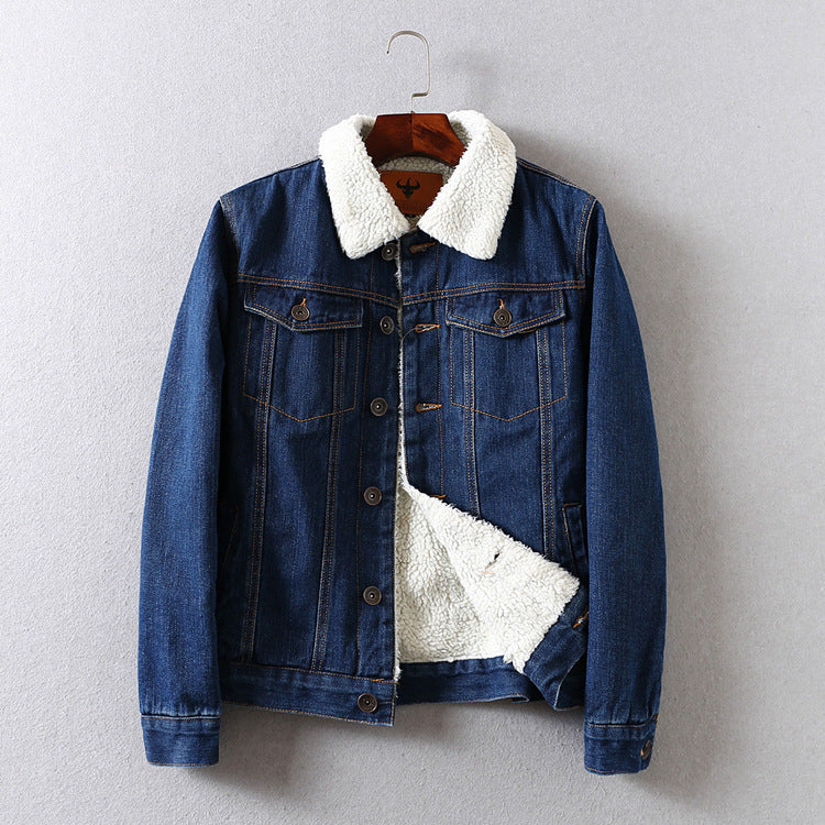 Women Cotton Coat Fleece Padded Lamb Wool Denim Jacket