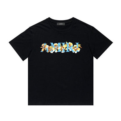 Amiri T Shirt Flower Print Casual Hip Hop Short Sleeve T-shirt