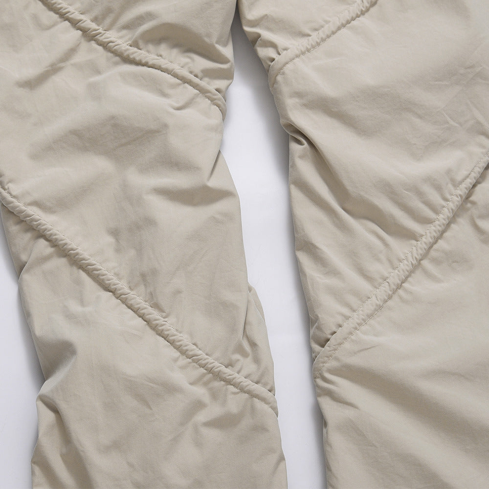 Men Sweatpants Pleated Slightly Flared Casual Pants Loose-Fitting Wide-Leg Trousers