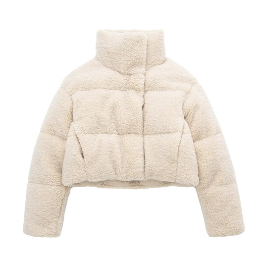Women Cotton Coat Imitation Lamb Wool Stand Collar Loose Casual Thickening