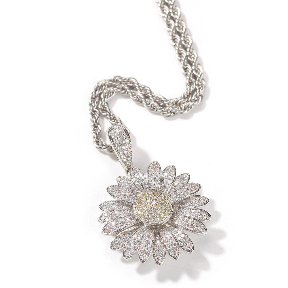 Jewelry Rotatable Zircon Sunflower Full Diamond Necklace snowflake Angel Pieces Royalty St. Valentine's