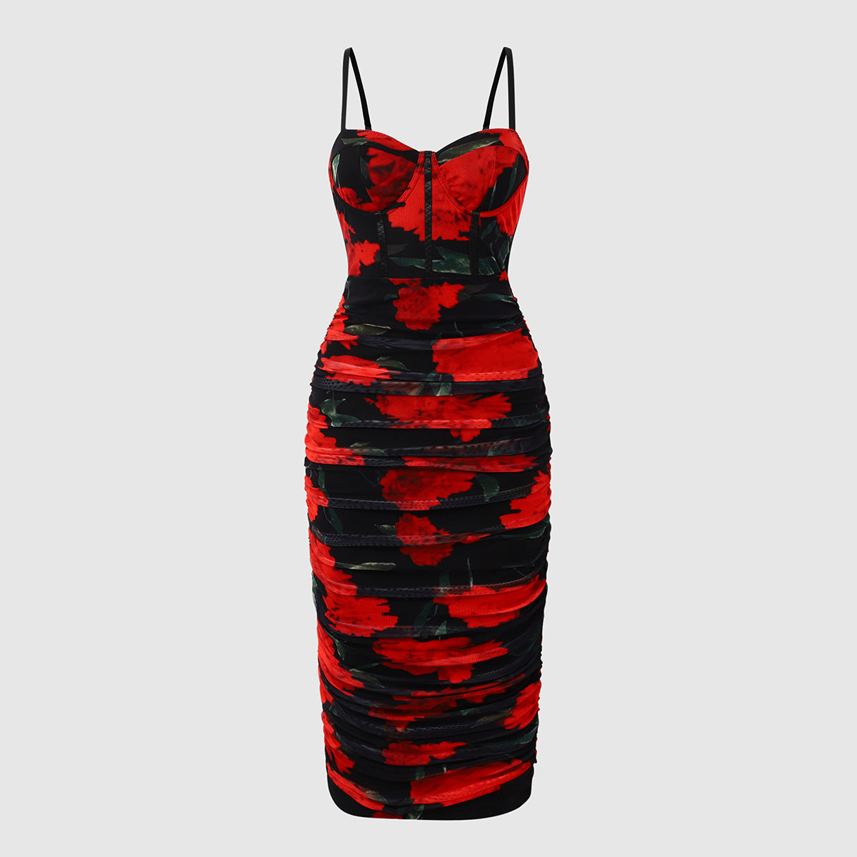 Women Party Tops Sexy Mesh Camisole Pleated Retro Dress