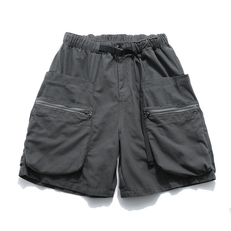 Men Shorts Solid Color Multi-Pocket Casual Shorts