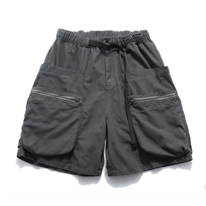 Men Shorts Solid Color Multi-Pocket Casual Shorts