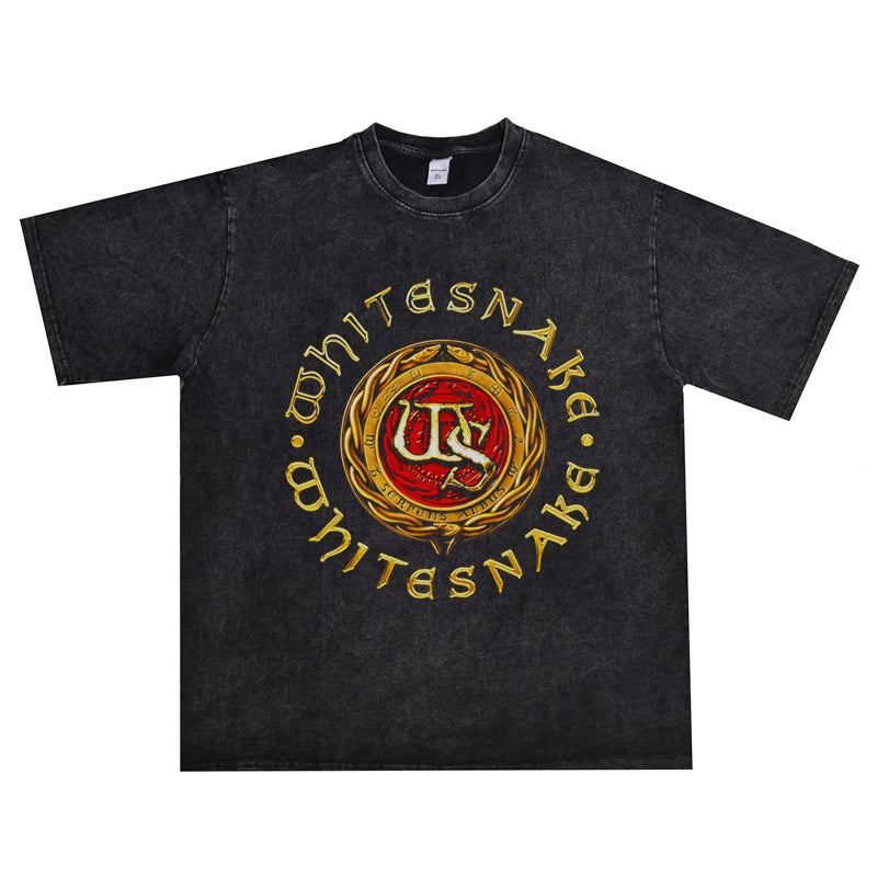 Rock Star T Shirt Whitesnake Band Popular Rock Print T-shirt Short Sleeve Loose Cotton