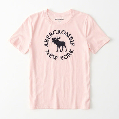 New Women's Short Sleeved T-shirt with Letters on The Deer S