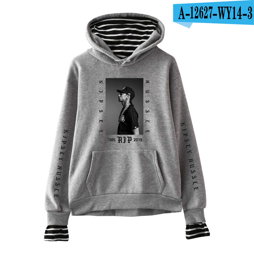 Nipsey Hussle Hoodie Rap Singer Trend False Two-Piece Sweaters