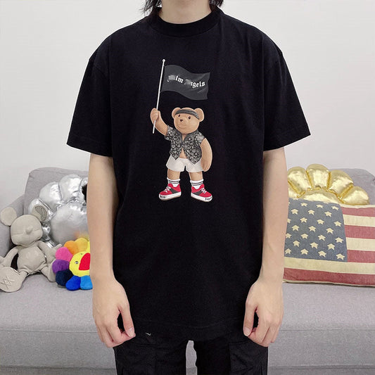 Palm Angle T Shirts Pirate Bear Flag Print Loose Hip Hop Couple