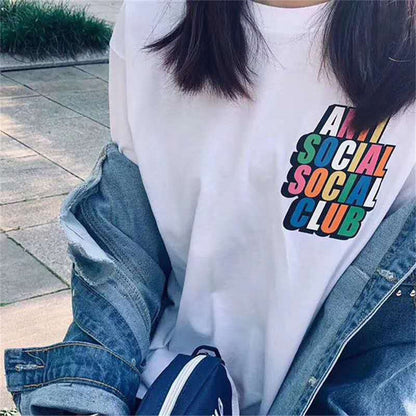 Anti Social Club T Shirt Rainbow Stereo Letter Print Short-Sleeve Men's T-shirt