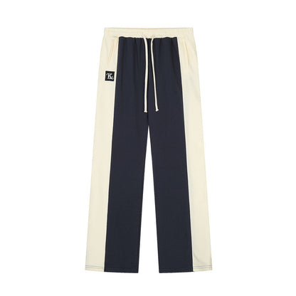 Men Sweatpants Color Contrast Patchwork Casual Pants Men's Loose Sports Straight Trousers