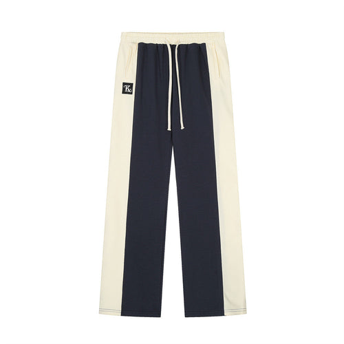 Men Sweatpants Color Contrast Patchwork Casual Pants Men's Loose Sports Straight Trousers