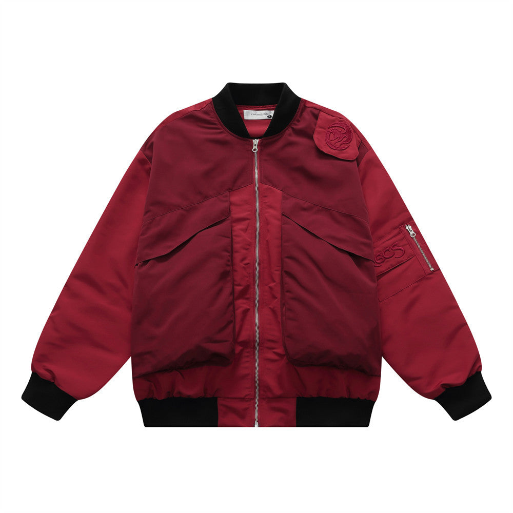 Men Jacket Coat Color Contrast Patchwork Overalls Jacket Men's Vibe Baseball Uniform