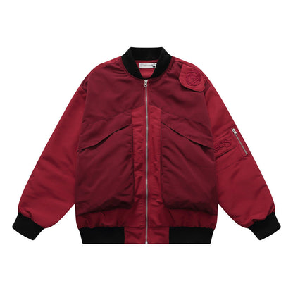 Men Jacket Coat Color Contrast Patchwork Overalls Jacket Men's Vibe Baseball Uniform