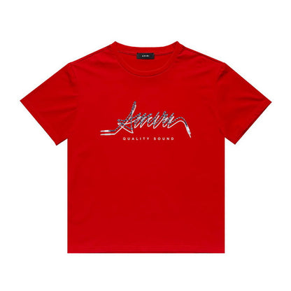 Amiri T Shirt Printed Casual Hip Hop round Neck Short Sleeve T-shirt