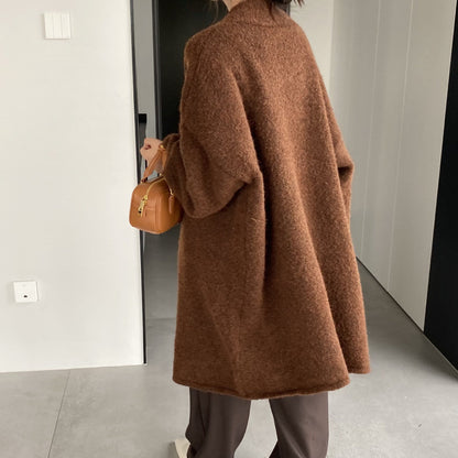 Women Cardigan Sweater Autumn and Winter Woolen Coat Baggy Coat Long Sleeve Jacket K331