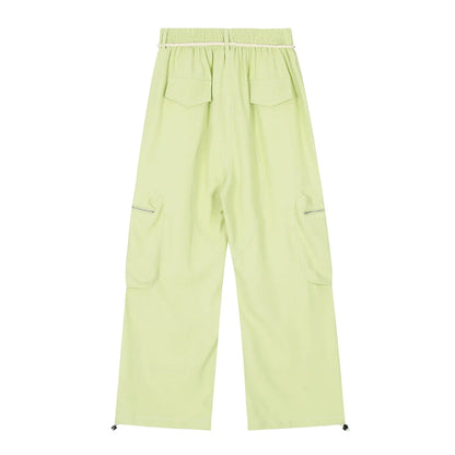 Men Sweatpants Workwear Pants Men's Multi-Pocket Straight-Leg Wide-Leg Pants