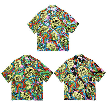 GUILTYPARTIES TIGER 24ss sci-fi graffiti, rayon casual, Hawaiian short-sleeved shirt