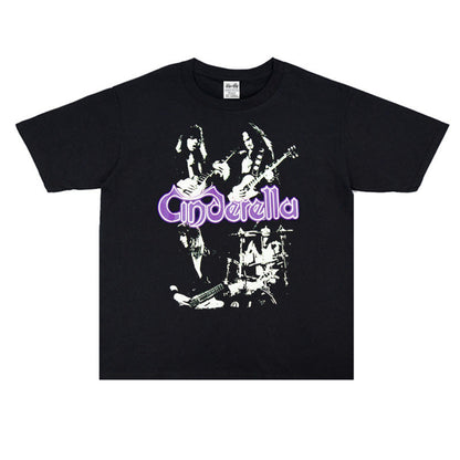 Rock Star T Shirt Cinderella Cinderella Band Character Print T-shirt Short Sleeve Men and Women