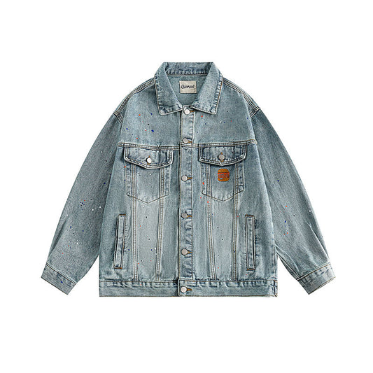 Women Jackets Vintage Denim Jacket Distressed Lapel