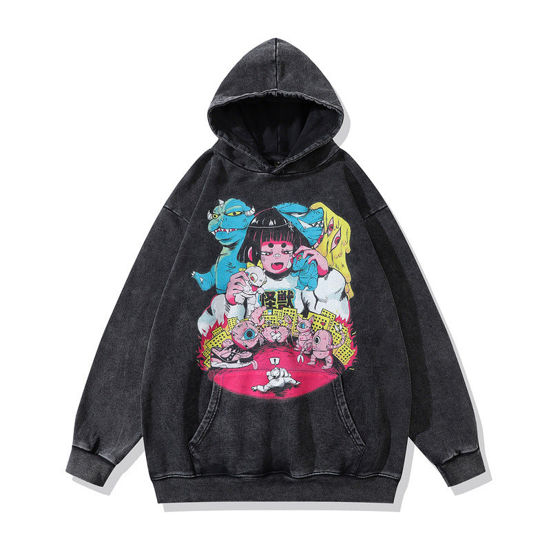Men Hoodie Two-Dimensional Animation Printed Casual Hooded Sweater Couple Hoodie