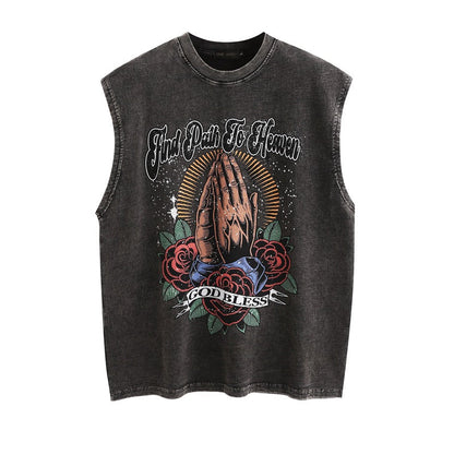 Men Vest Washed Sleeveless T-shirt Baby Boy and Girl Summer Loose Vest