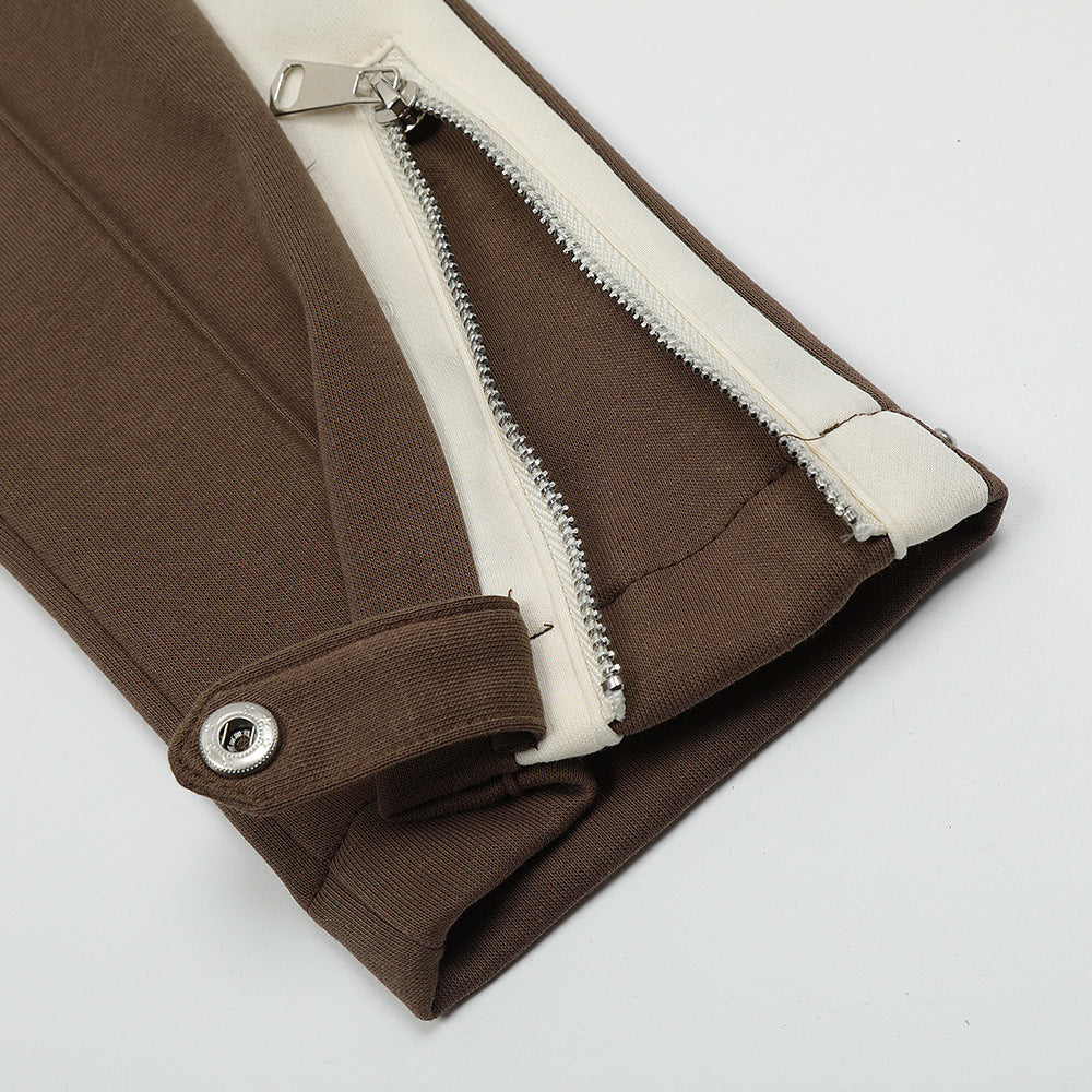 Men Sweatpants Side Stitching Casual Long Sports Pants Men's Elastic Waist Sports Straight Baggy Pants