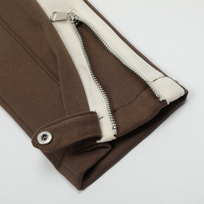 Men Sweatpants Side Stitching Casual Long Sports Pants Men's Elastic Waist Sports Straight Baggy Pants