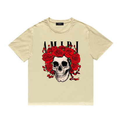 Amiri T Shirt Printed Casual Hip Hop round Neck Short Sleeve T-shirt