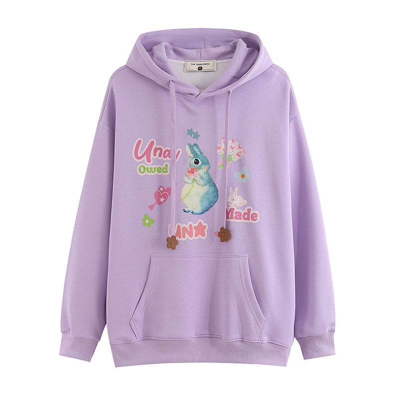 Men Hoodie Hip Hop Cartoon Puff Print Couple Hooded Sweater