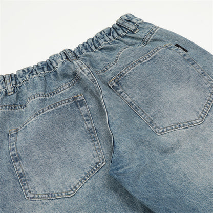 Men Jeans Solid Color Loose Distressed Wide Leg Leisure