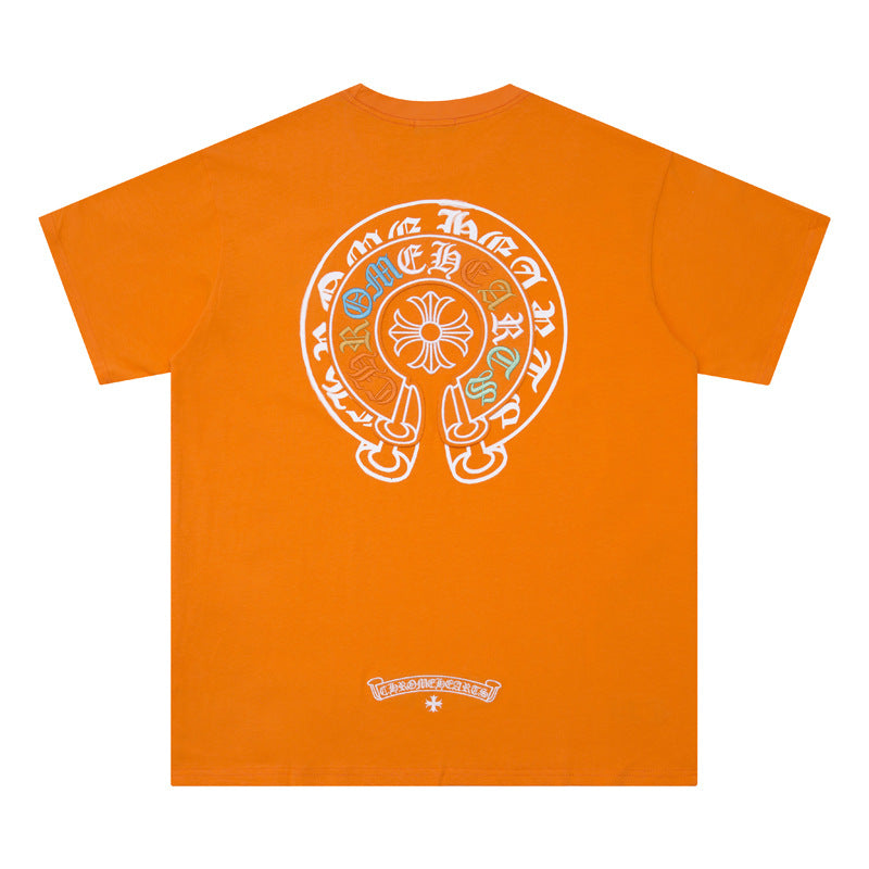 CHH Chrome Heart T Shirts Horseshoe Patch Embroidery Short Sleeve T-Shirt