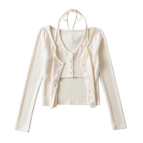Women Sweater Knitwear Sexy Knitted Cardigan Autumn Short Long Sleeve T-shirt Jacket