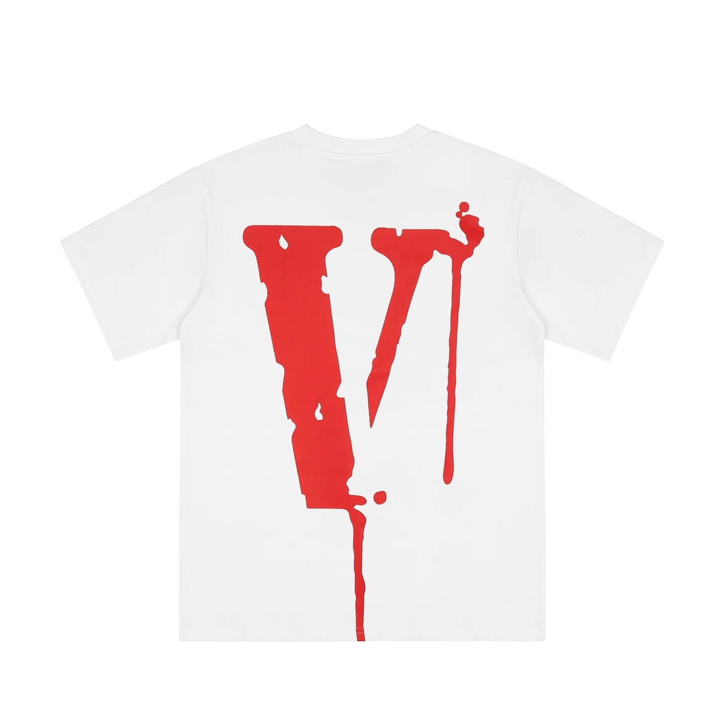 Vlone T Shirts Broken Smiley Face Big V Printed Short Sleeve T-shirt Men and Women Couple High Street Half Sleeve