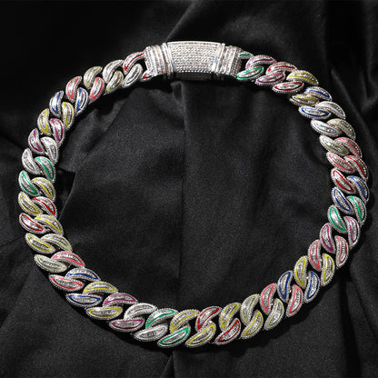 Jewelry 20mm Colorful Luminous Cuban Chain Copper with Zircon Spectrum St. Valentine's