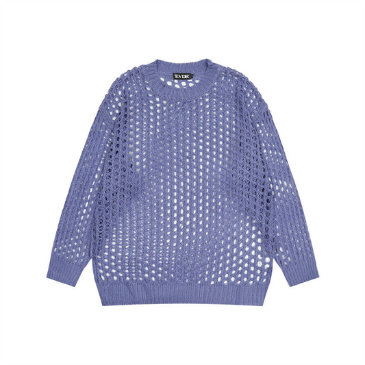 Men Sweater Fashion Special-Interest Mesh Personalized Knitted Sweater