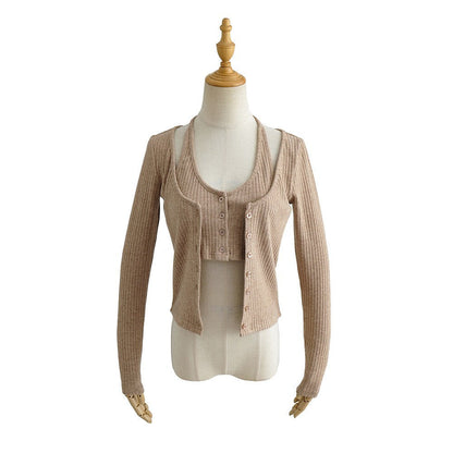 Women Sweater Knitwear Sexy Knitted Cardigan Autumn Short Long Sleeve T-shirt Jacket