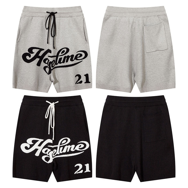 Men Shorts Vintage Knitted Sports Shorts