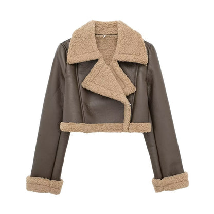 Women Cotton Coat French Casual Double-Sided Jacket