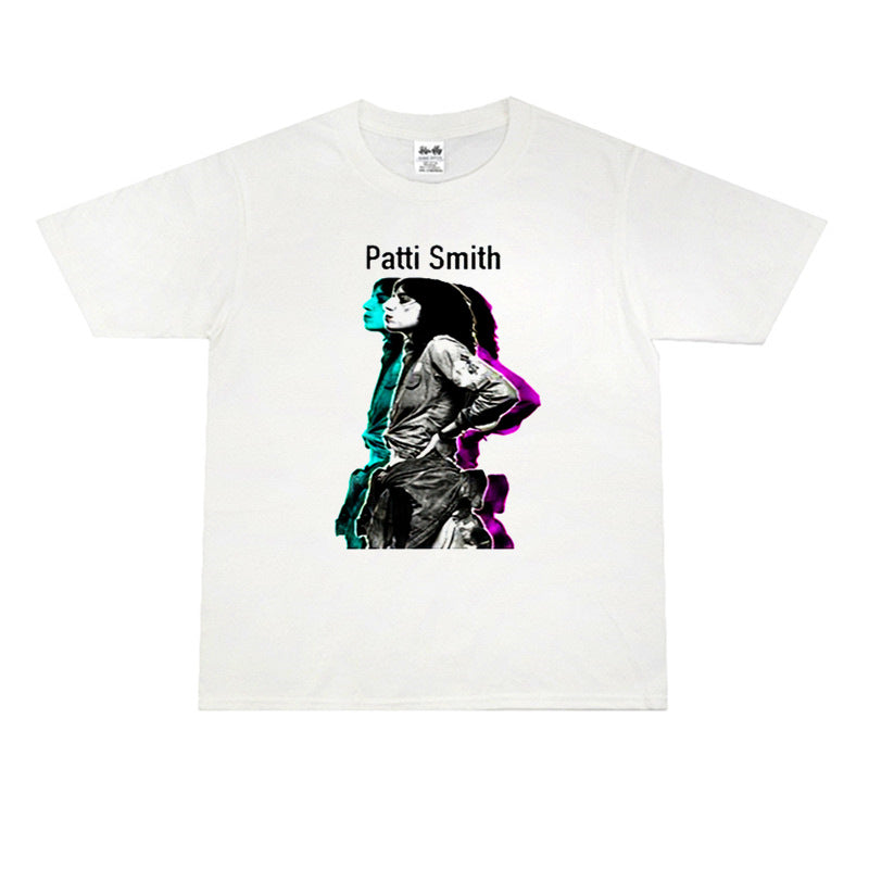 Rock Star T Shirt Patti Smith Personalized Printed T-shirt Washed Distressed Loose Cotton
