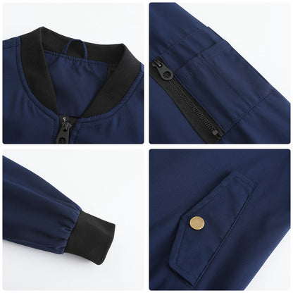 Women's Trench Coat Spring and Autumn Thin Flight Jacket Women's Casual Long Sleeve Coat Women's Loose Lapel Baseball Uniform