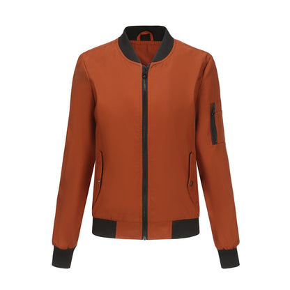 Women's Trench Coat Spring and Autumn Thin Flight Jacket Women's Casual Long Sleeve Coat Women's Loose Lapel Baseball Uniform