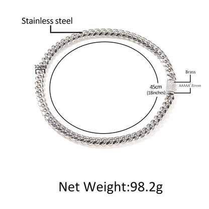 Bracelet Stainless Steel Necklace Jewelry Sense Zircon Cuban Chain Spectrum St. Valentine's