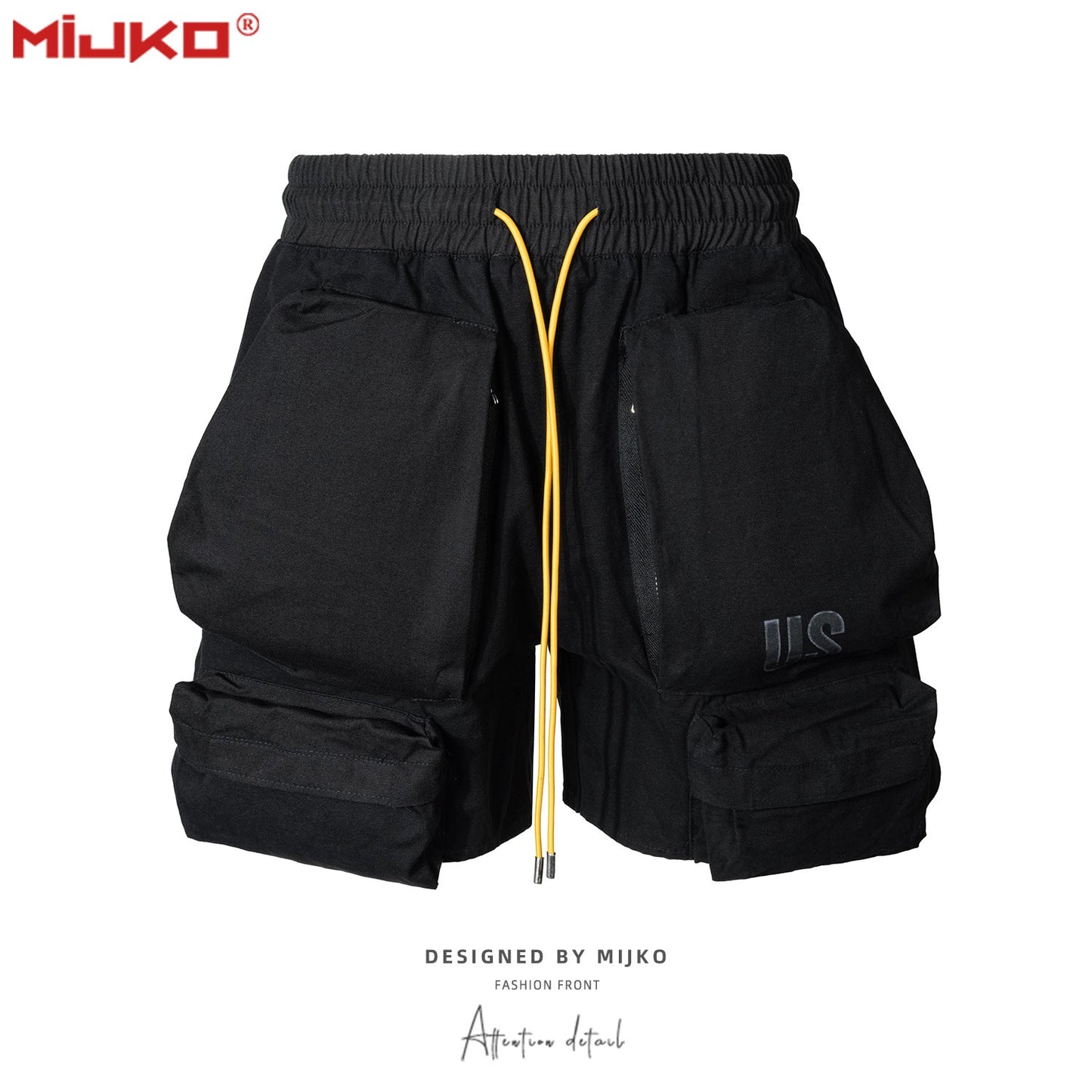 MIJKO Men Shorts 3D Pockets Drawstring Casual Shorts
