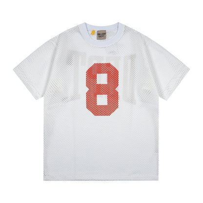 Gallery Dept T-Shirt Alphabet Print Hollow Mesh Short Sleeve T-Shirt