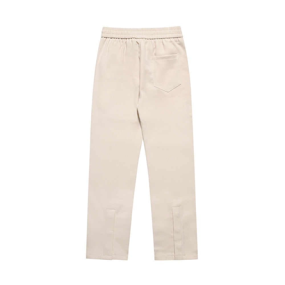 Men Sweatpants Casual Pants Men's Button Slit Loose Simple Straight Trousers